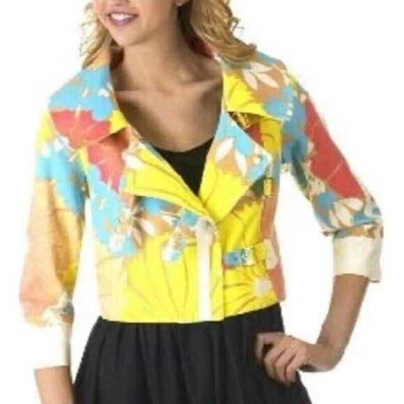 TRACY FEITH for Target Floral Cropped Jacket Size Medium Pastels 3/4 Sleeves - Picture 1 of 8